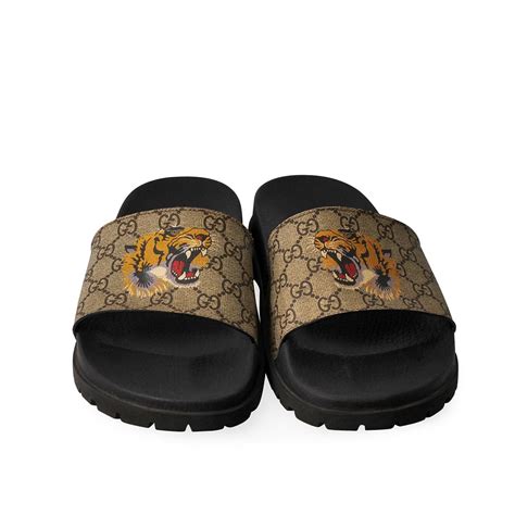 gucci slides tiger print|Gucci tiger slip on goat.